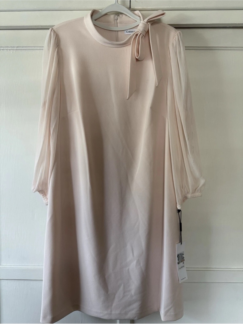 Calvin Klein Blush Pink Bow-Accent Shift Dress Sz 12